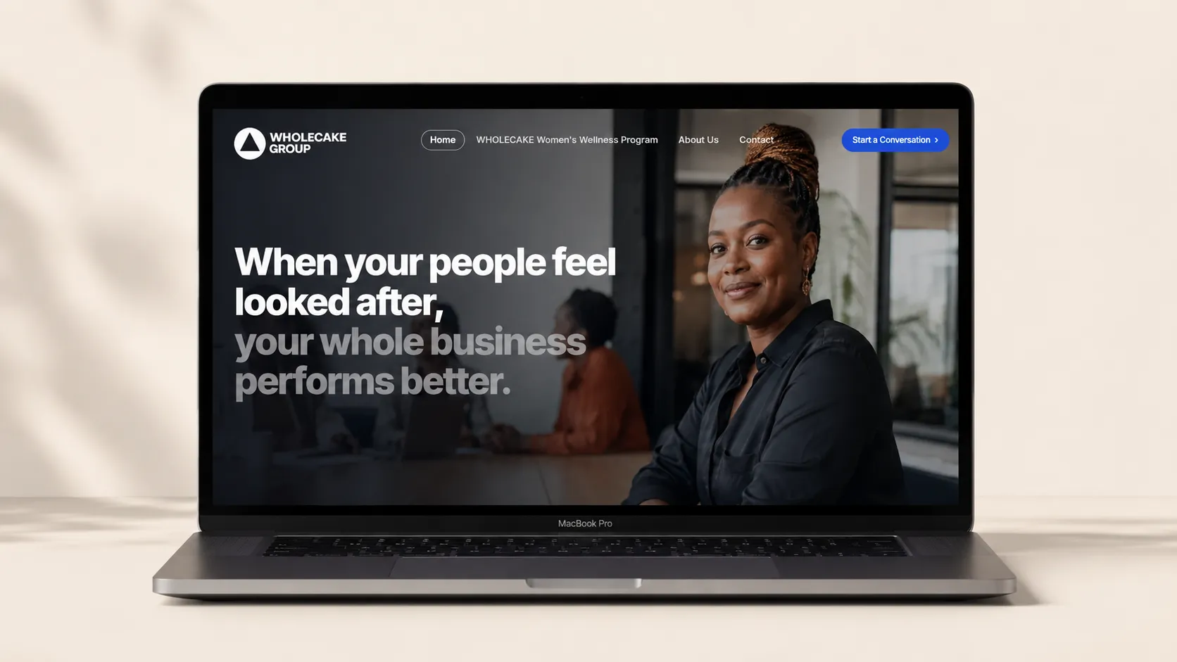 Laptop mockup showing a wellness program website experience